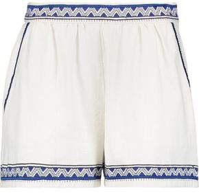 Ilario Embroidered Cotton-canvas Shorts