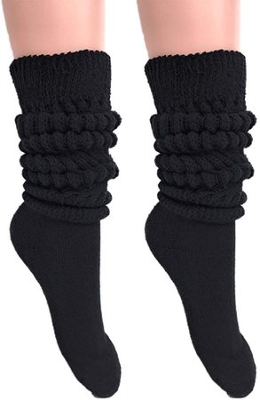 Amazon.com: Slouch Socks Women and Men Extra Tall Heavy Cotton Socks Made in USA Size 9 to 11 (Black, 2): Clothing