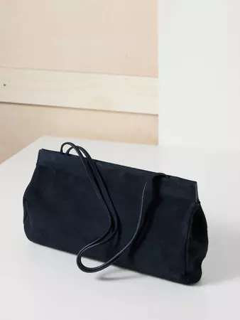 Navy Abby suede shoulder bag | The Row | MATCHES UK