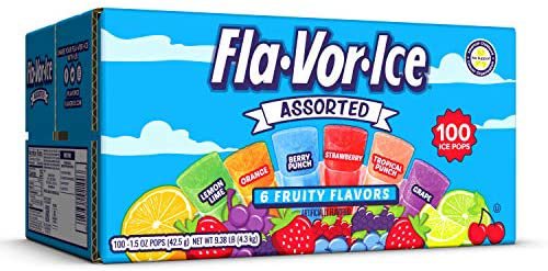 Fla-Vor-Ice Popsicle Variety Pack of 1.5 Oz Freezer Bars, Assorted Flavors, 100 Count: Amazon.com: Grocery & Gourmet Food