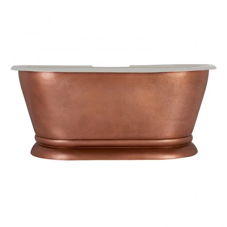 Kaela Hammered Copper Pedestal Tub - Nickel Interior - Bathtubs - Bathroom