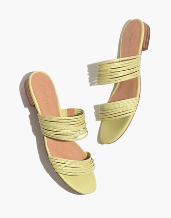 The Meg Slide Sandal in Leather yellow