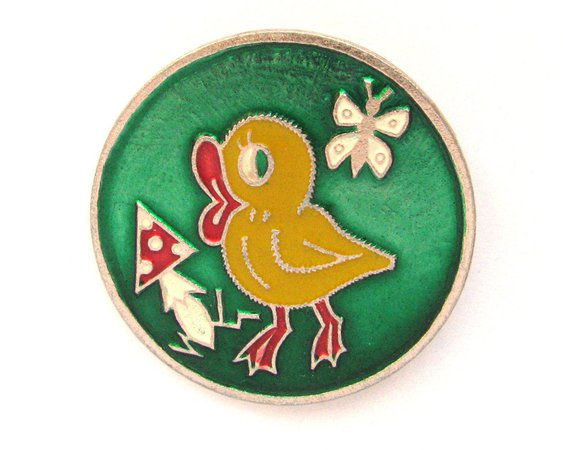 Duckling Vintage metal collectible badge Fly amanita | Etsy