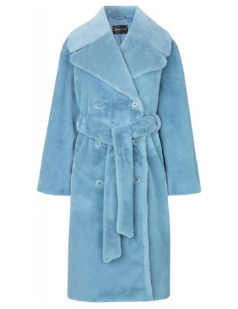 Stine Goya Happy faux fur coat - blue - Feather & Stitch