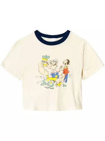 RE/DONE Popeye-print Cropped T-shirt - Farfetch