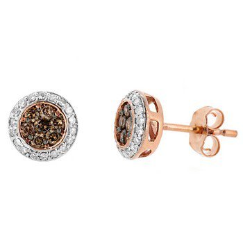 0.49ct Fancy-Brown Diamond Stud Earrings 14k Pink Rose Gold