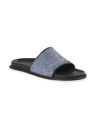Shop Paul Stuart Raffia Slide Sandals | Saks Fifth Avenue