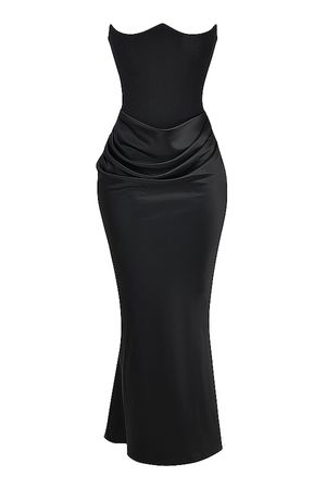 Clothing : Maxi Dresses : 'Persephone' Black Strapless Corset Dress