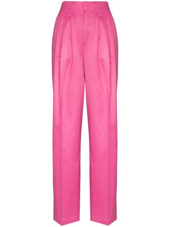 Shop pink ROTATE Janis high-waist trousers with Express Delivery - Farfetch