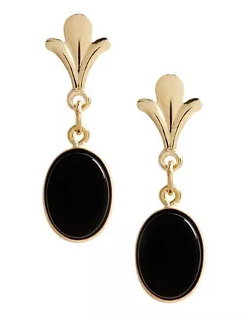 Fine Jewellery 14K Yellow Gold Onyx Drop Earrings - Black | Google Shopping