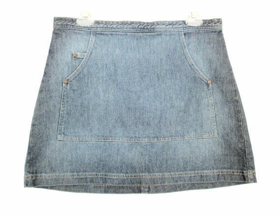 90's High Rise denim mini skirt size L | Etsy