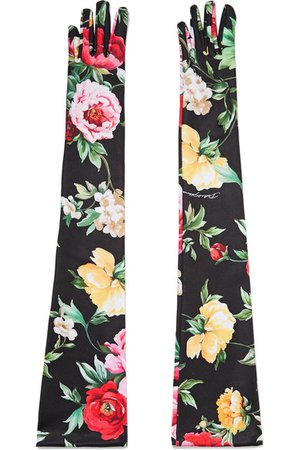 DOLCE & GABBANA Floral-print stretch-jersey gloves