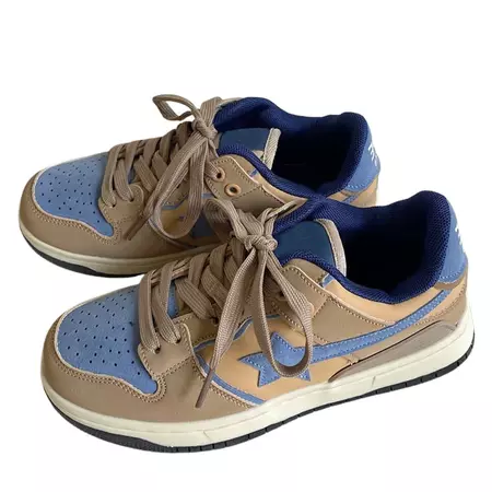 Brown & Blue Star Sneakers | BOOGZEL CLOTHING – Boogzel Clothing