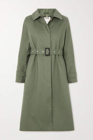 Roslin Bonded Cotton Trench Coat - Army green