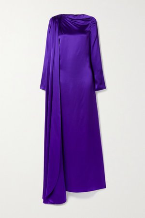 Open-back Draped Silk-charmeuse Gown - Purple