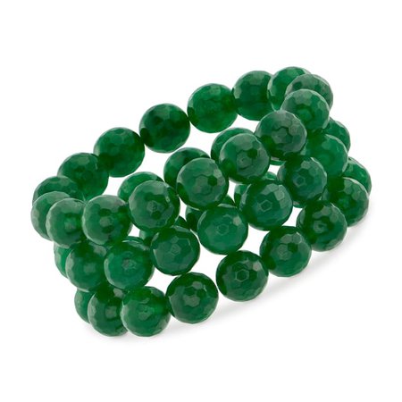 12mm Jade Bead Set of Three Stretch Bracelets