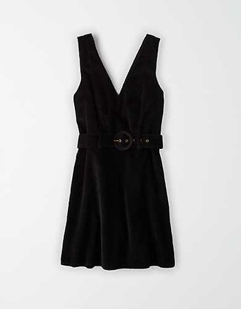 AE Corduroy Belted Mini Dress black
