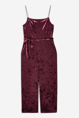 Burgundy Velvet All In One Jumpsuit | Topshop