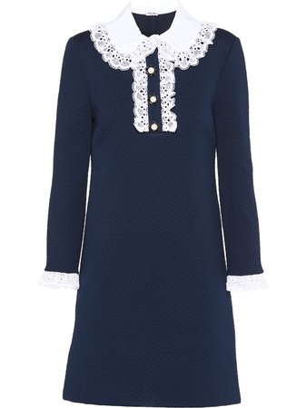 Shop blue Miu Miu jacquard jersey dress with Express Delivery - Farfetch