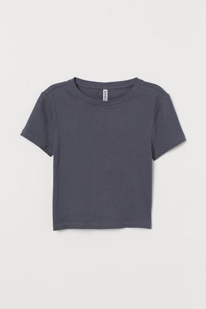 Rib-knit Top - Dark gray - Ladies | H&M US