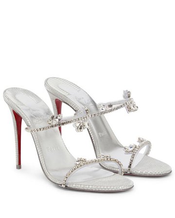 Christian Louboutin Just Queen 100 Embellished Sandals in Silver (Metallic) | Lyst