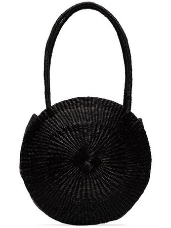 Sensi Studio black circle woven straw shoulder bag