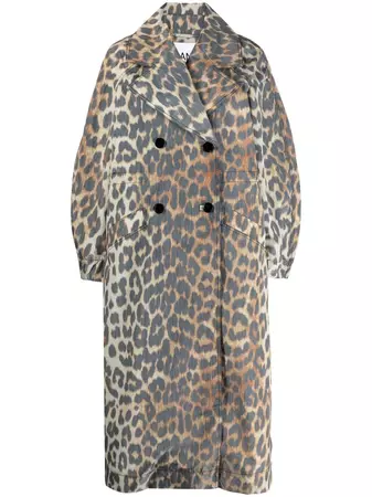 GANNI leopard-print double-breasted Coat - Farfetch