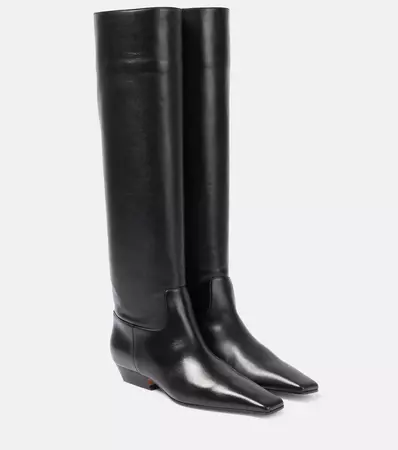 Marfa Leather Knee High Boots in Black - Khaite | Mytheresa