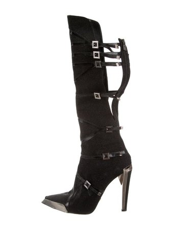 Herve Leger Pebbled Leather Boots - Shoes - HEV38061 | The RealReal