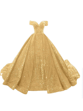 gold glitter ball gown