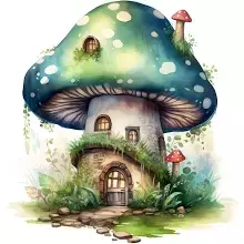 Green mushroom fairy house