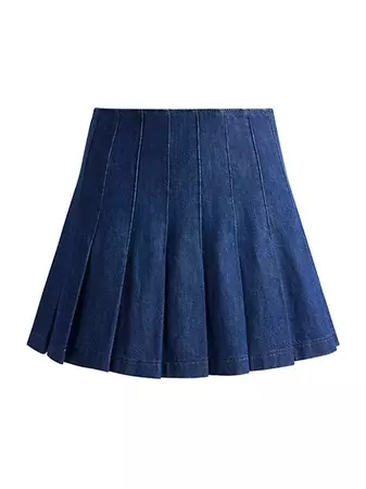 Shop Alice + Olivia Carter Denim Pleated Miniskirt | Saks Fifth Avenue