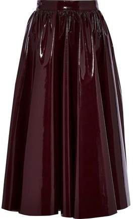 Faux Patent-leather Midi Skirt