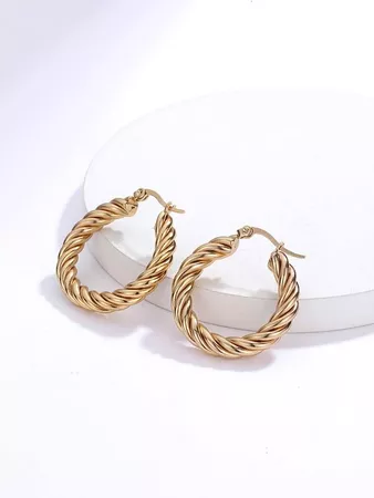 Twist Design Hoop Earrings | SHEIN USA