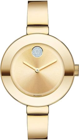 Amazon.com: Movado Women's BOLD Bangles Yellow Gold Watch with a Flat Dot Sunray Dial, Gold (Model 3600201) : Clothing, Shoes & Jewelry