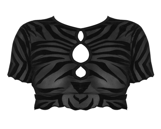 plt black zebra mesh coord top