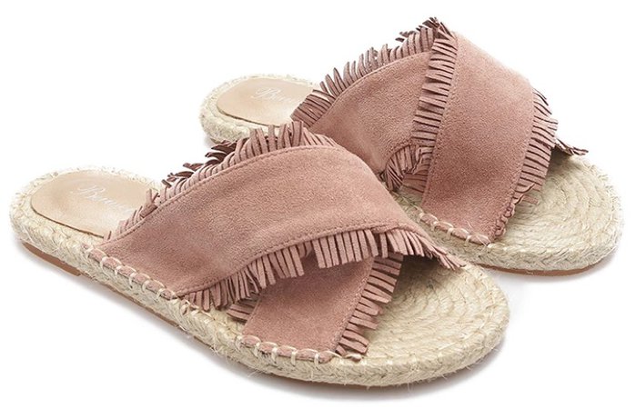 fringe slippers pink
