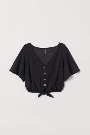 Short Top with Tie Detail - Black