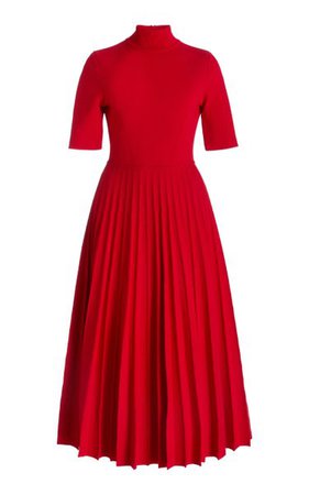 Pleated Crepe Midi Dress By Carolina Herrera | Moda Operandi