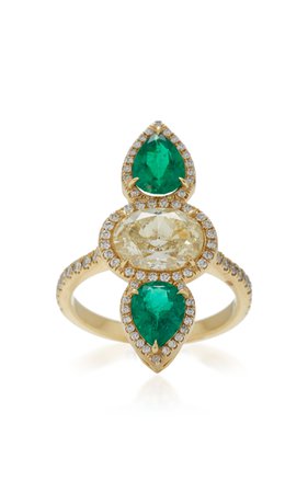 One-Of-A-Kind Emerald & Yellow Diamond Ring by Anita Ko | Moda Operandi