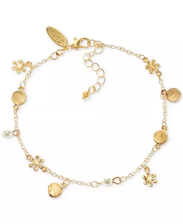 Style & Co Gold-Tone Imitation Pearl Flower Bead Anklet, Created for Macy's & Reviews - All Fashion Jewelry - Jewelry & Watches - Macy's