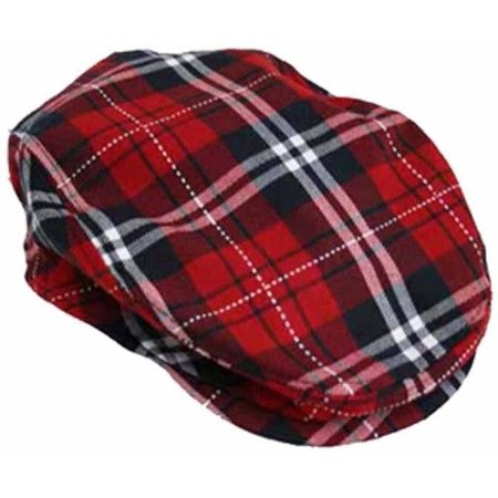 Red Navy & White Plaid Snap Front Ivy Beret Cabbie Hat