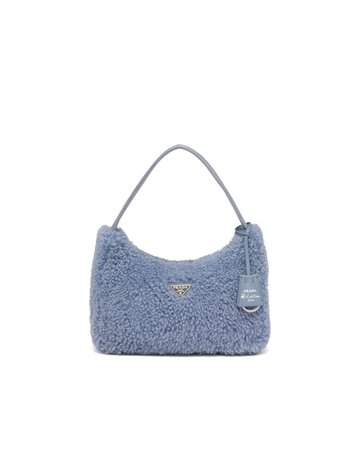 Periwinkle Blue Re-Edition 2000 shearling mini bag | Prada