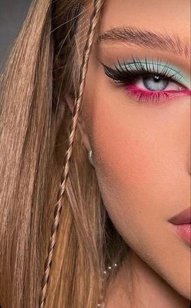 blue and pink makeup