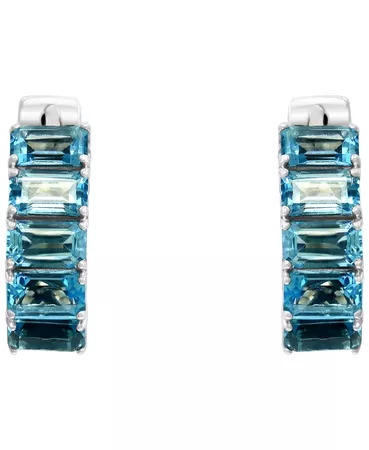 EFFY Collection EFFY® Blue Topaz Small Hoop Earrings (3-1/3 ct. t.w.) in Sterling Silver