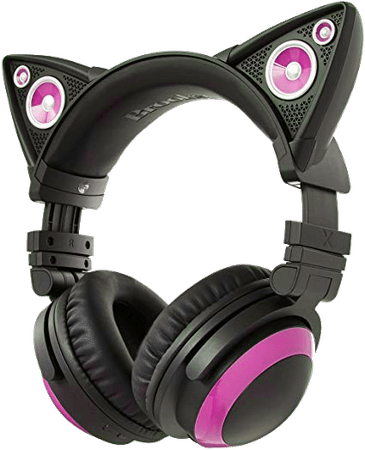 Black and Pink Cat Ear Headphones