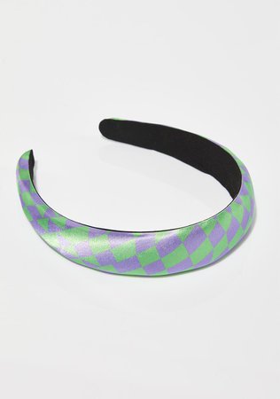 Satin Checkered Headband - Green/Purple – Dolls Kill