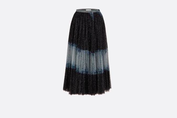 Dior, MIDI SKIRT WITH SEQUINS Black and Blue Tie & Dior Embroidered Tulle
