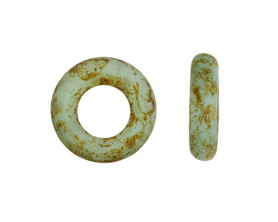 Czech Glass Matte Sea Green Picasso Ring 18mm - Lima Beads