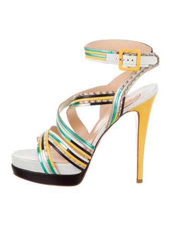 Christian Louboutin Leather Ankle-Strap Sandals - Shoes - CHT121745 | The RealReal